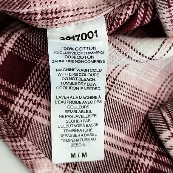 TILLEY Women's Pink Plaid Flannel Cotton Button  Down Shirt Front Pockets Sz M - Picture 10 of 13